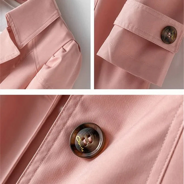 Dames trenchcoat | Elegante lange jas met knoopsluiting en kraag