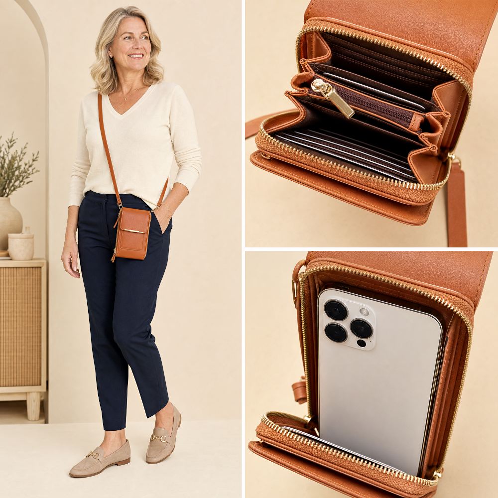 Crossbody telefoontasje met touchscreenvenster | 1+1 GRATIS