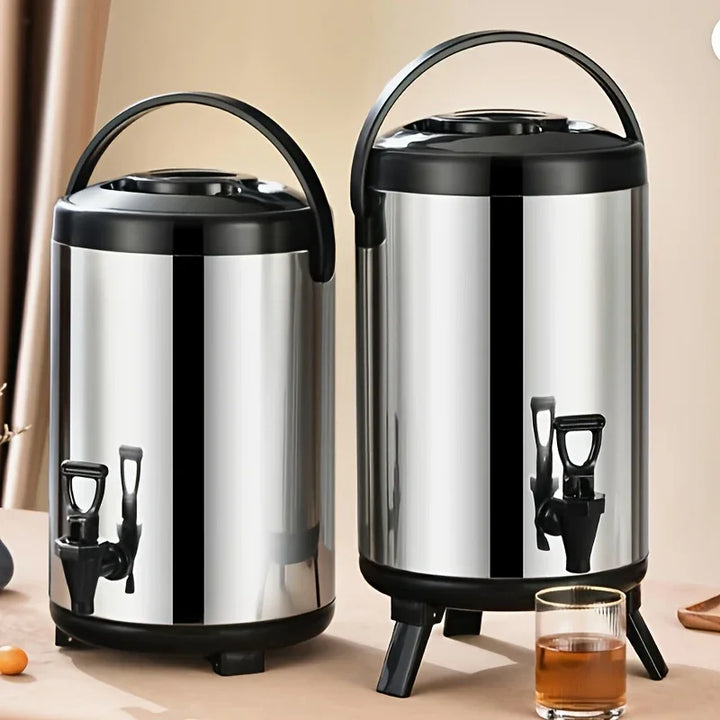 RVS drankdispenser groot | Geïsoleerde tapkan met kraan voor koffie en sap