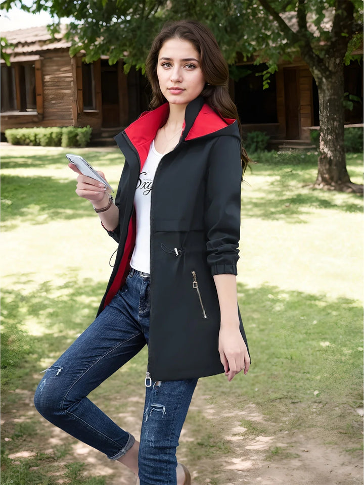 Dames jas | Reversible jas met capuchon en rits casual model