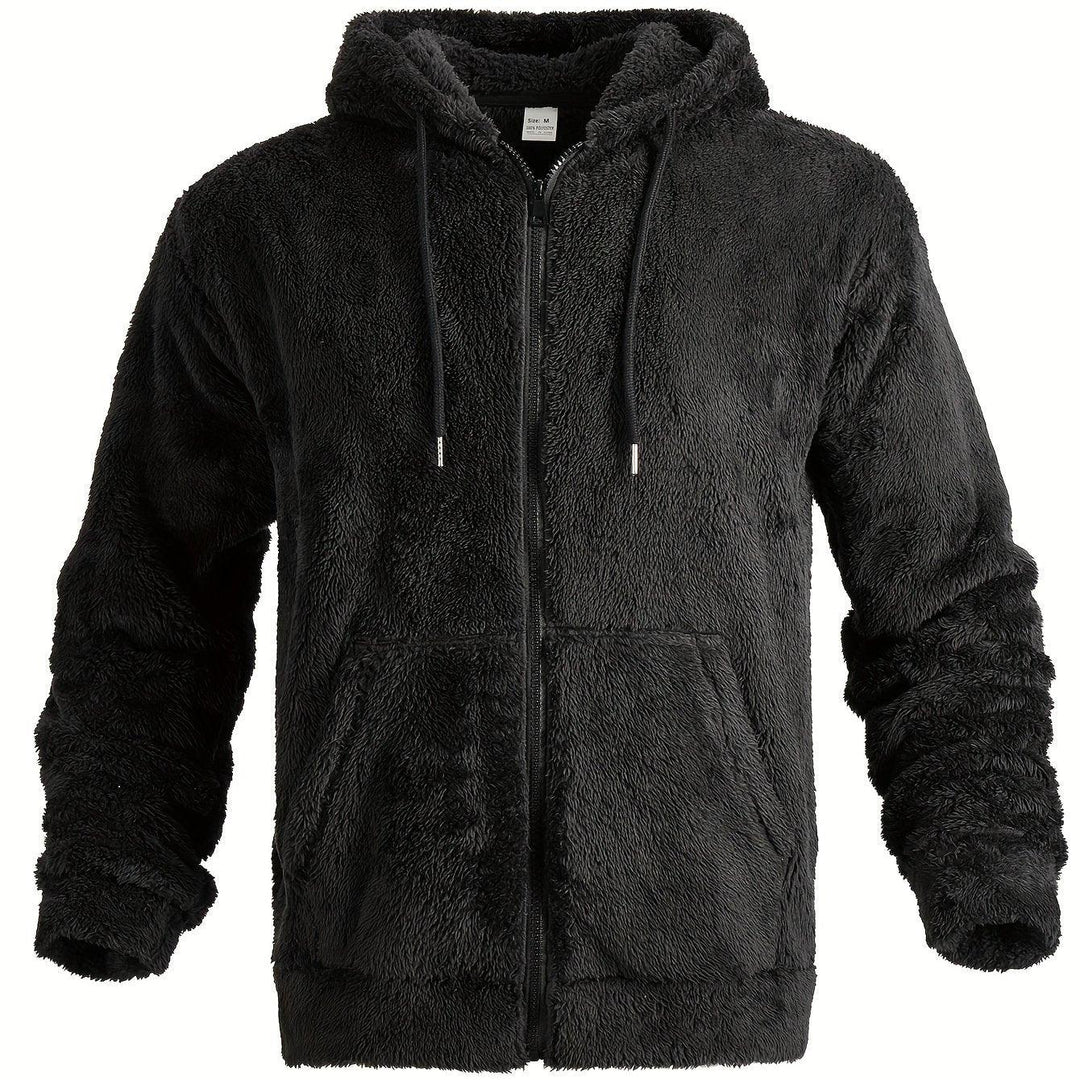 Heren teddy hoodie | Warme fleece trui met rits en capuchon