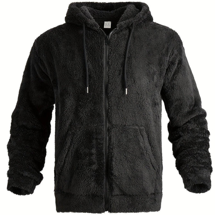 Heren teddy hoodie | Warme fleece trui met rits en capuchon