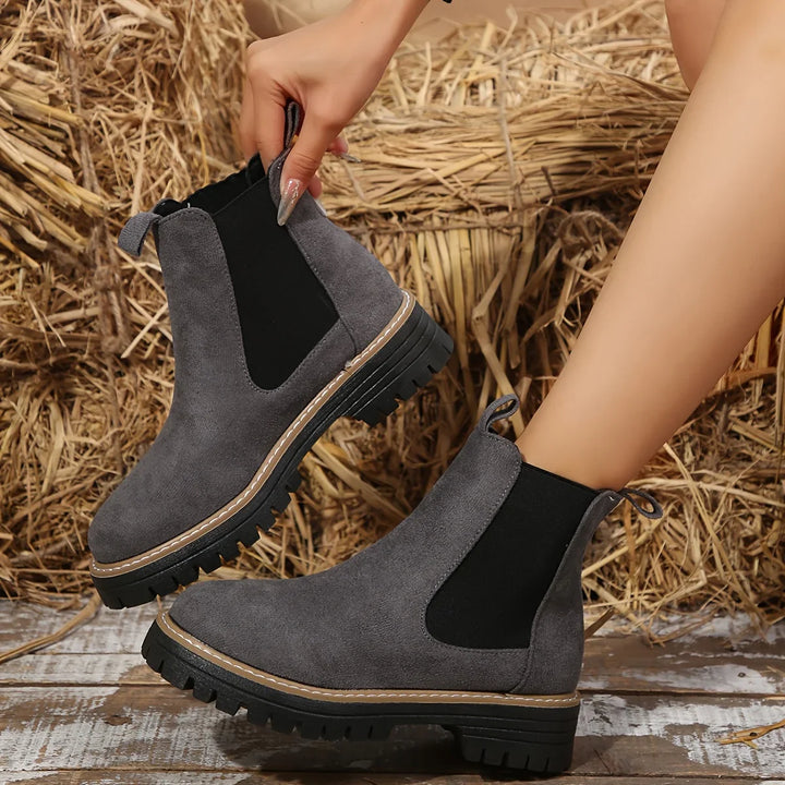 Dames enkellaarsjes | Groene chelsea boots met dikke zool