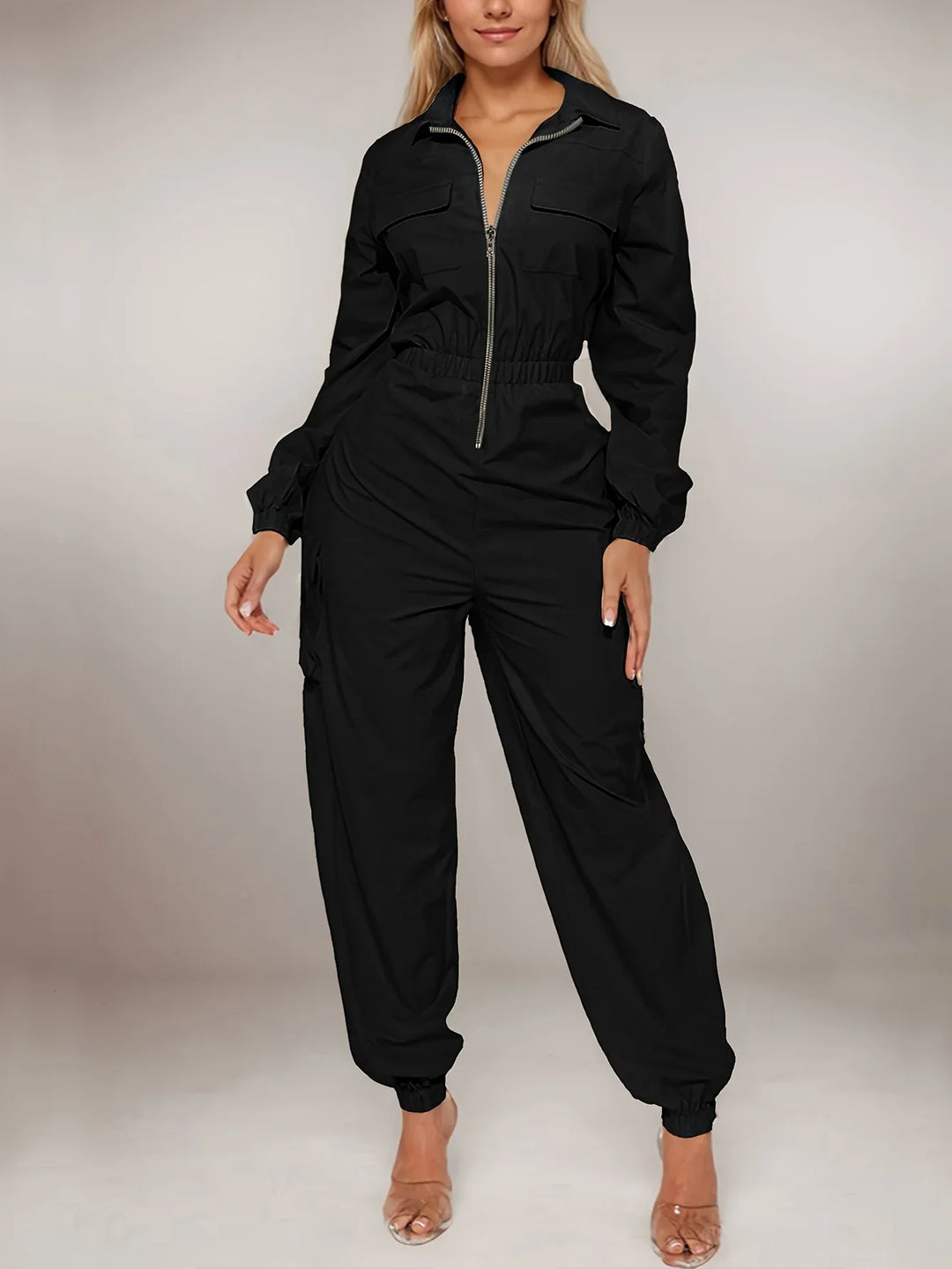 Dames jumpsuit | Casual overall met rits en elastische taille
