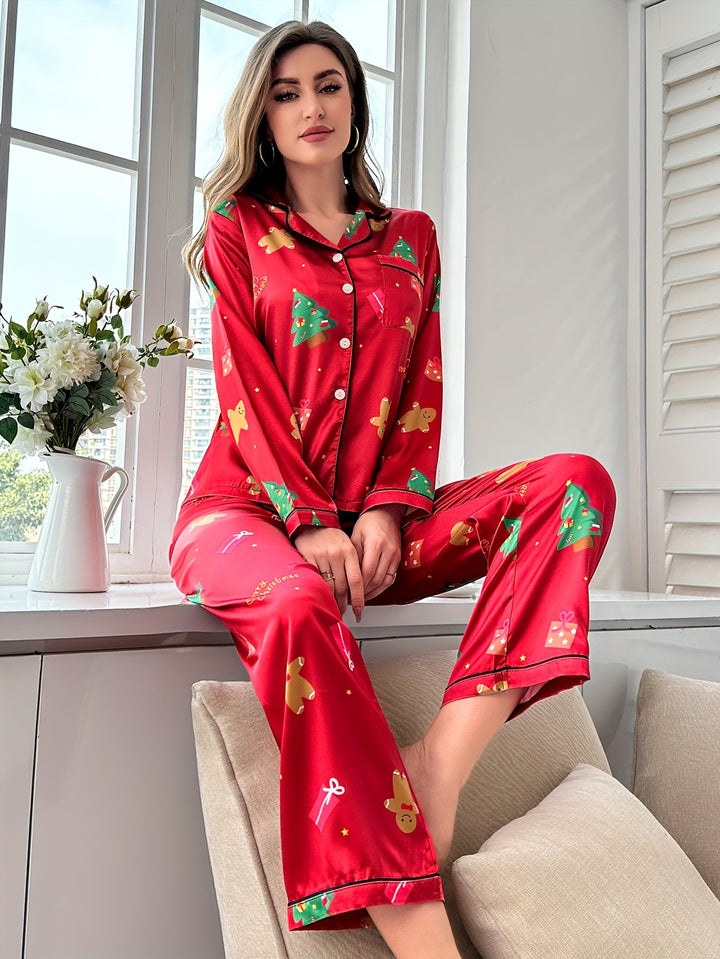 Dames kerst pyjama set | Comfortabele pyjama met kerstprint