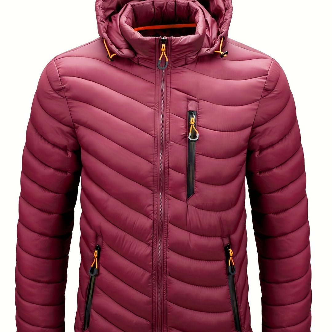 Heren donsjas | Warme winterjas met capuchon en rits