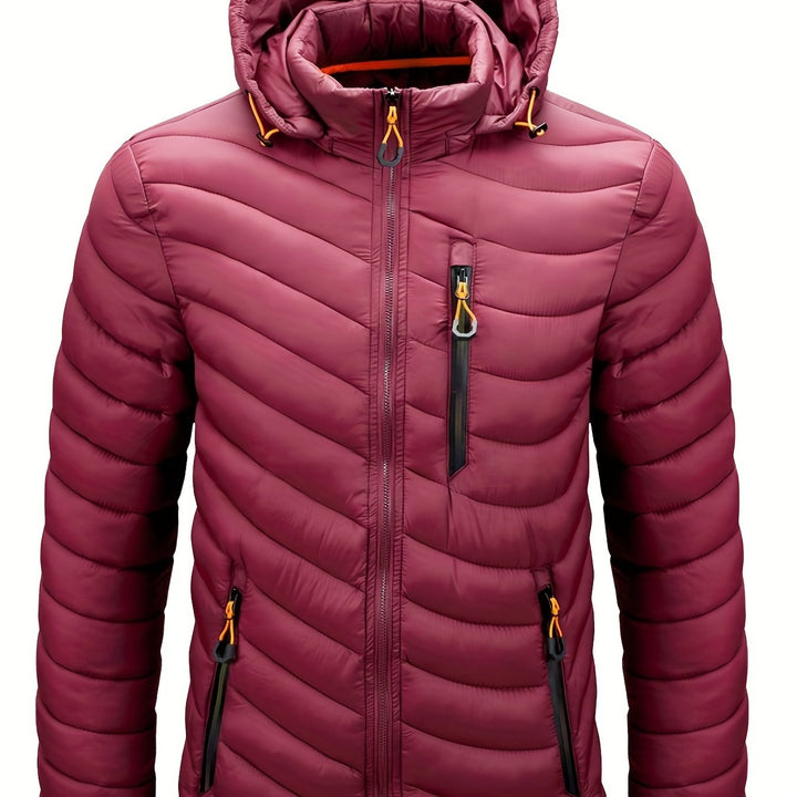 Heren donsjas | Warme winterjas met capuchon en rits