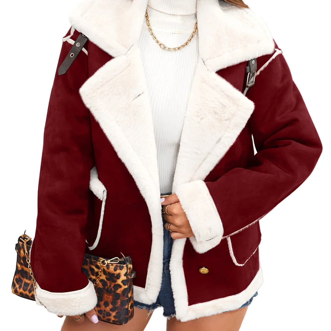 Dames winterjas | Roze teddy jas met witte voering
