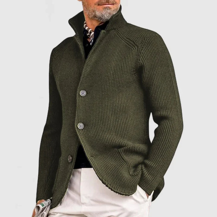 Elegante heren cardigan | Gebreide blazerstijl met knopen en opstaande kraag
