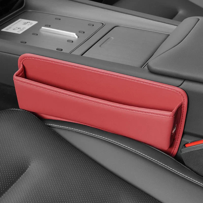 Auto stoel organizer | Leren opbergbox met vakken en kaarthouder