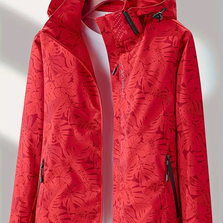Dames jas | Lichtgewicht outdoor jack met bloemenprint en capuchon