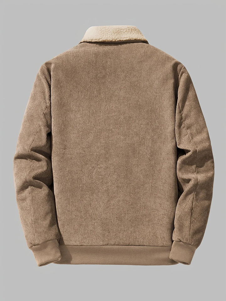 Heren winterjas | Corduroy jas met fleece voering en kraag
