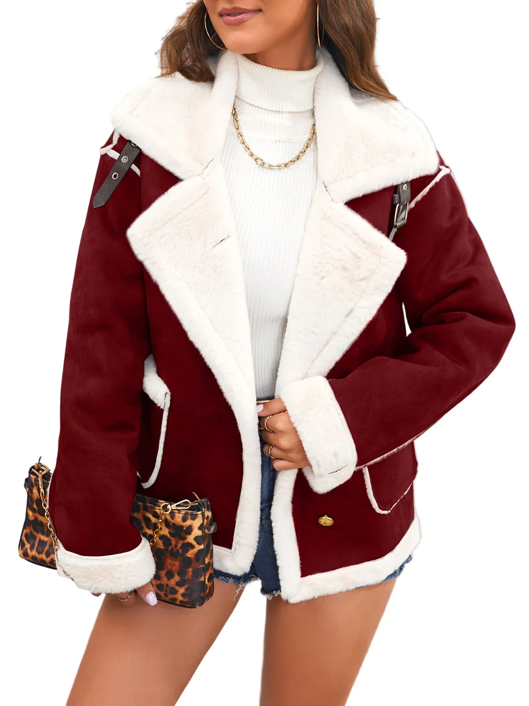 Dames winterjas | Roze teddy jas met witte voering