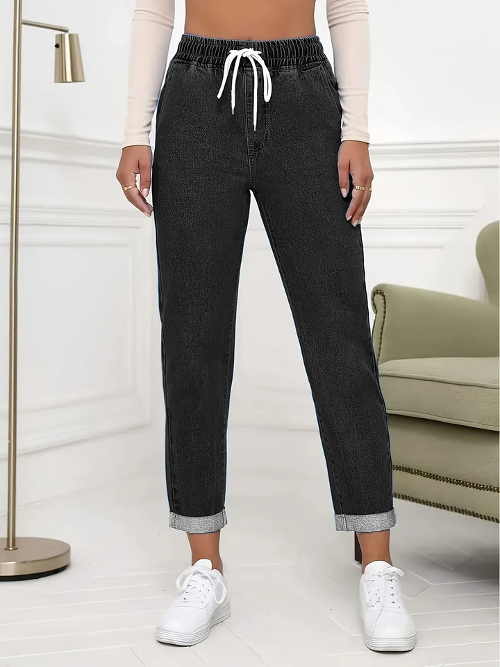 Dames jeans | Lichte spijkerbroek met elastische taille