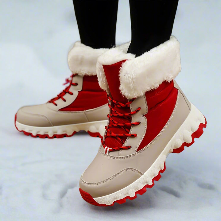 Dames winter boots | Warme gevoerde laarsjes met bont rood