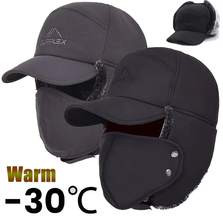 Warme heren wintermuts met oorflappen | Met gezichtsmasker voor extreme kou