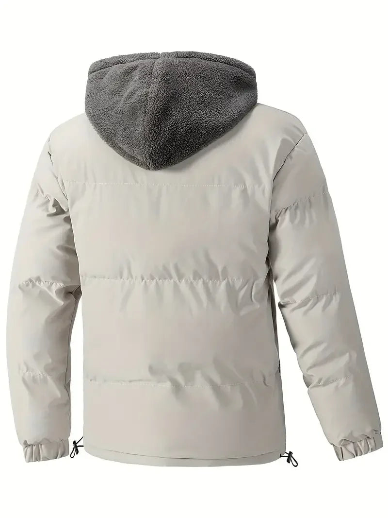 Heren puffer jas | Gewatteerde winterjas met capuchon en fleece