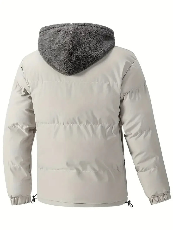 Heren puffer jas | Gewatteerde winterjas met capuchon en fleece