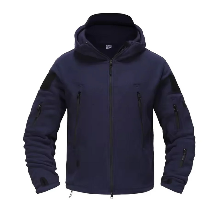 Heren fleece jas | Warme jas met capuchon en rits