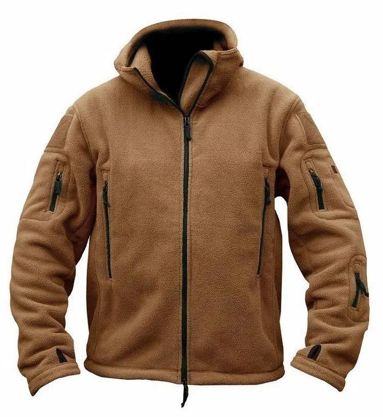 Heren fleece jas | Warme jas met capuchon en rits