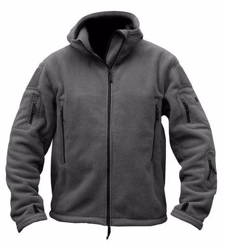 Heren fleece jas | Warme jas met capuchon en rits
