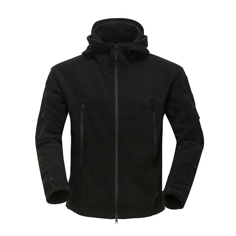Heren fleece jas | Warme jas met capuchon en rits