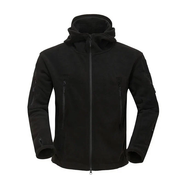 Heren fleece jas | Warme jas met capuchon en rits