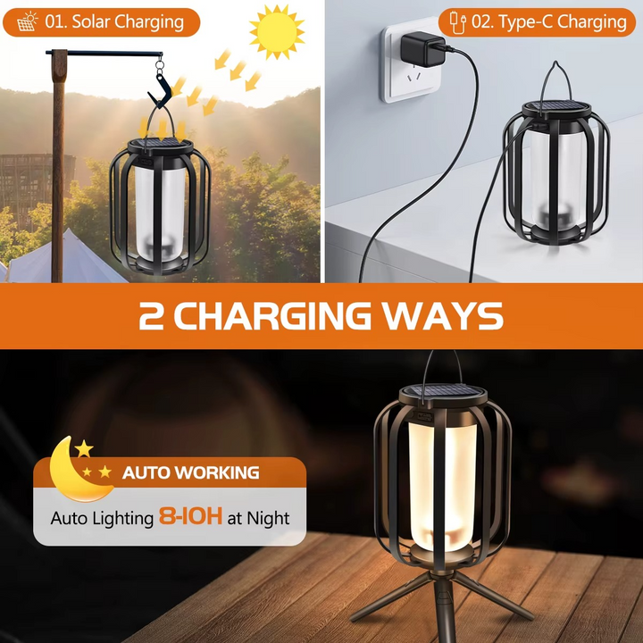 Decoratieve lamp | LED lantaarn met vlam effect en warm licht
