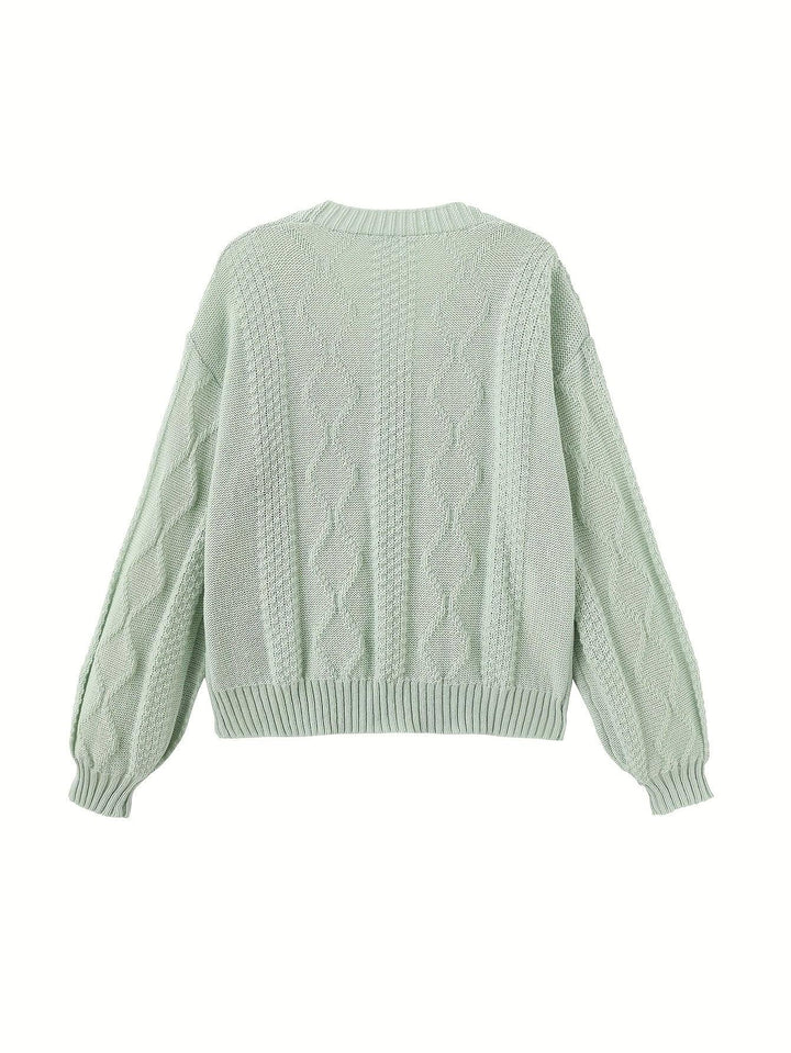 Dames vest | Gebreide trui met bloemenborduursel en knopen