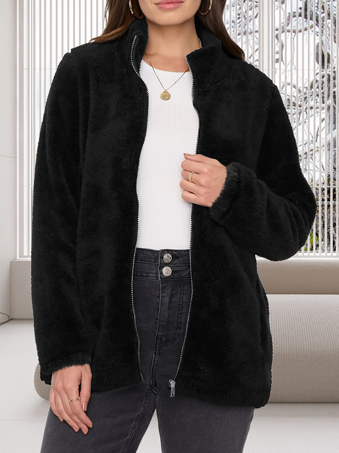 Dames winter vest | Fleece vest met rits en zakken