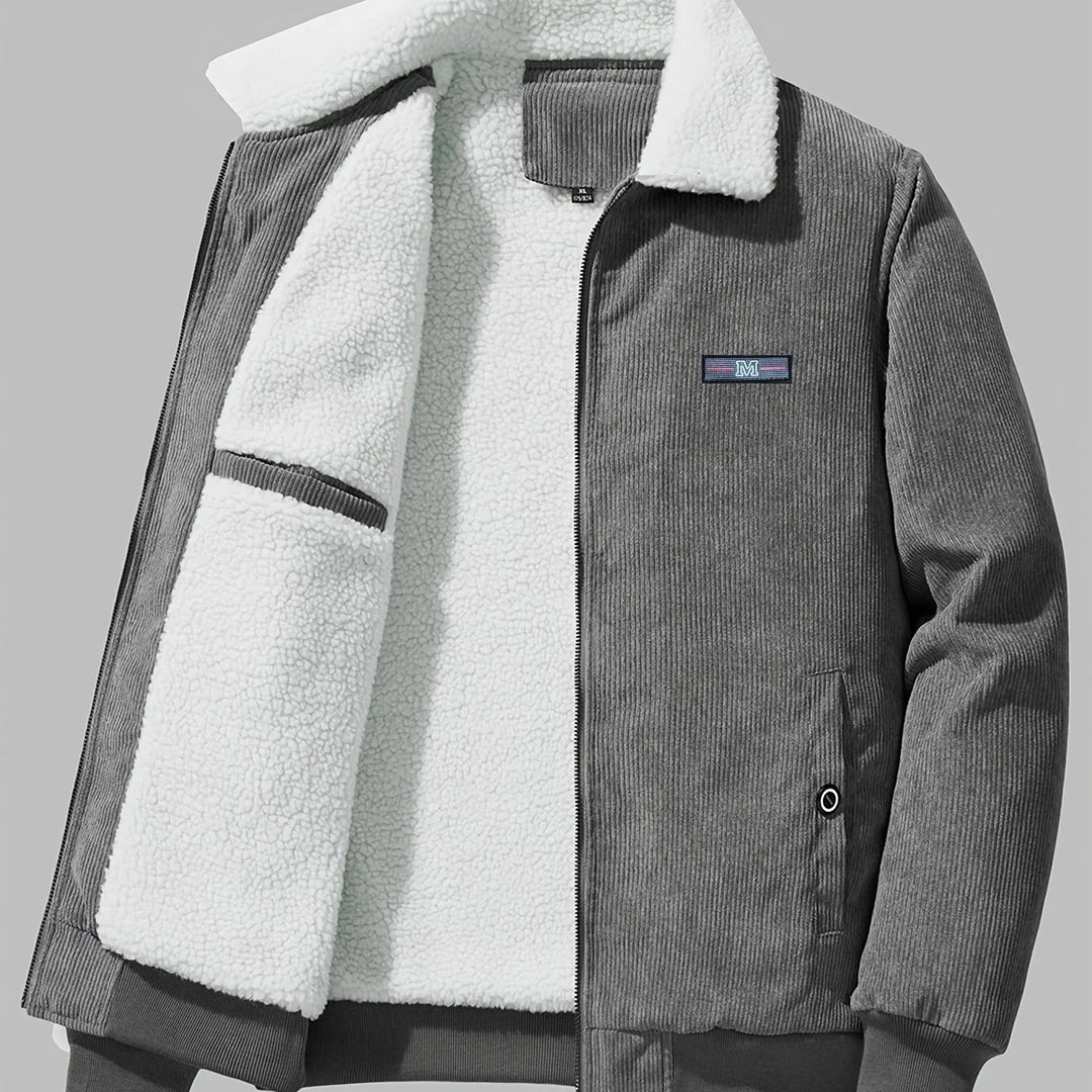 Heren winterjas | Corduroy jas met fleece voering en kraag