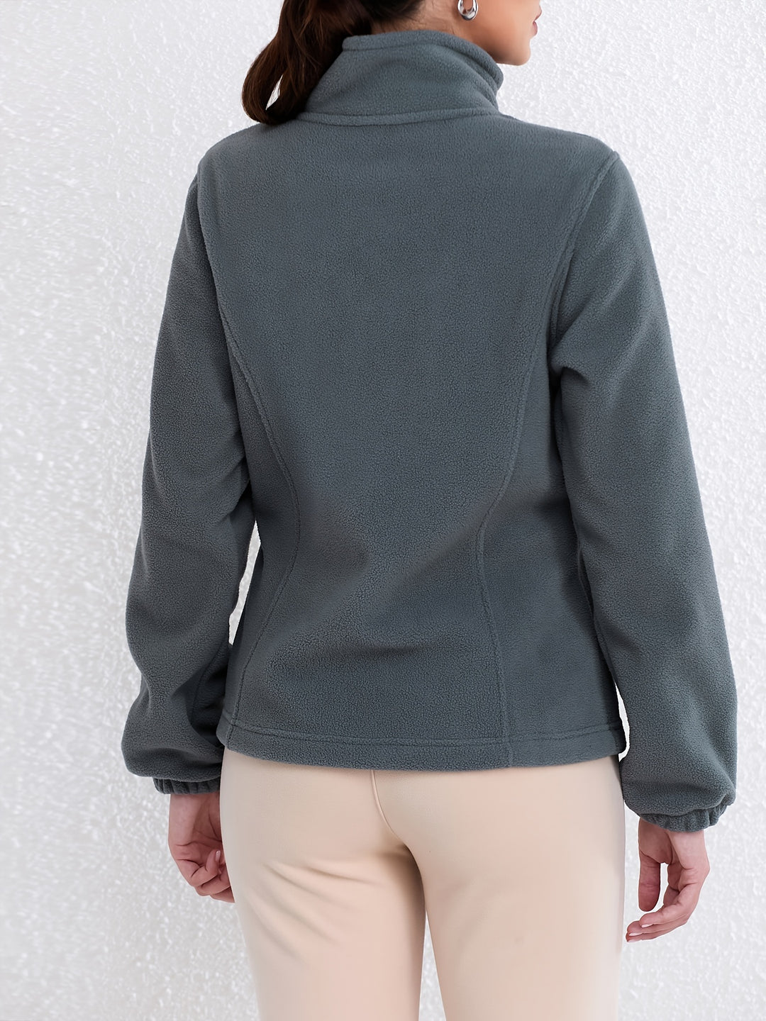 Dames winterjas | Fluffy fleece jas met hoge kraag en zakken