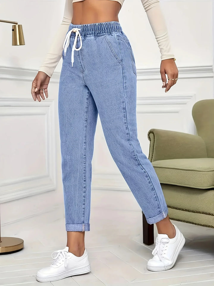 Dames jeans | Lichte spijkerbroek met elastische taille