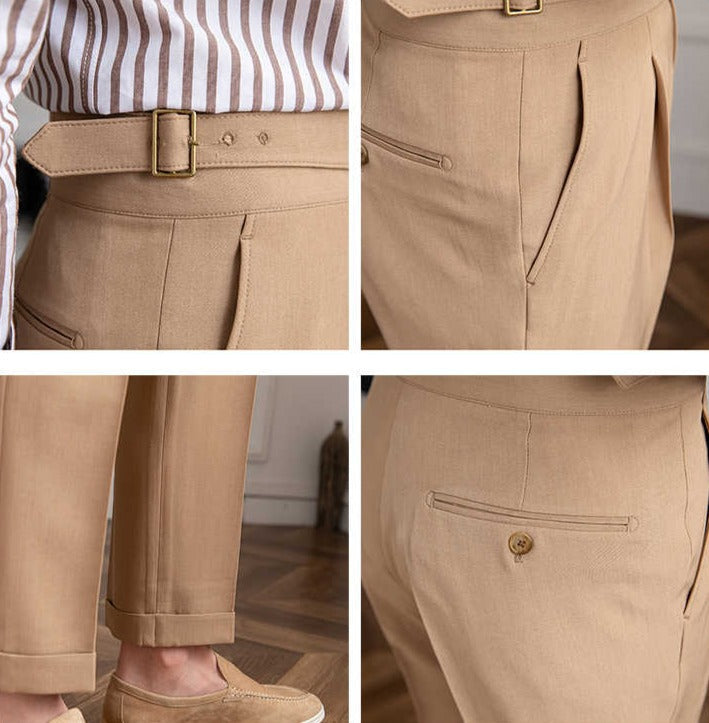 Gurkha Pantalon | Heren geplooide straight leg broek