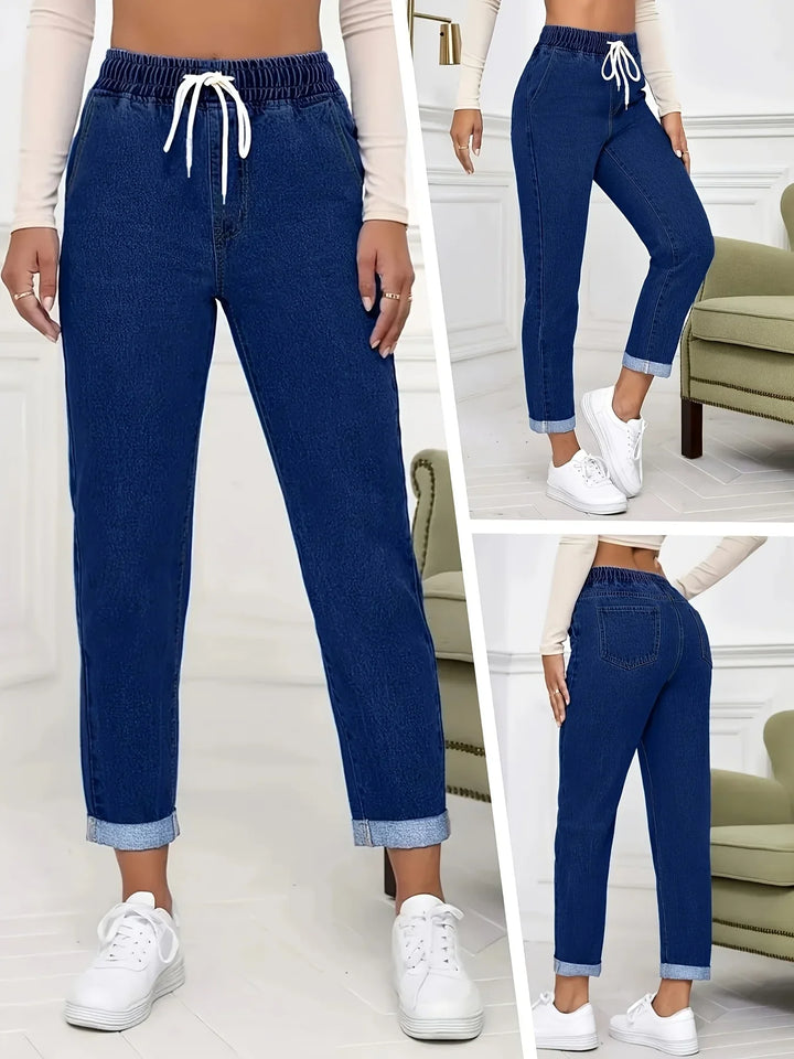 Dames jeans | Lichte spijkerbroek met elastische taille