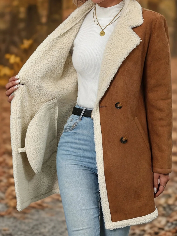 Dames winterjas | Bruine teddy coat met warme voering
