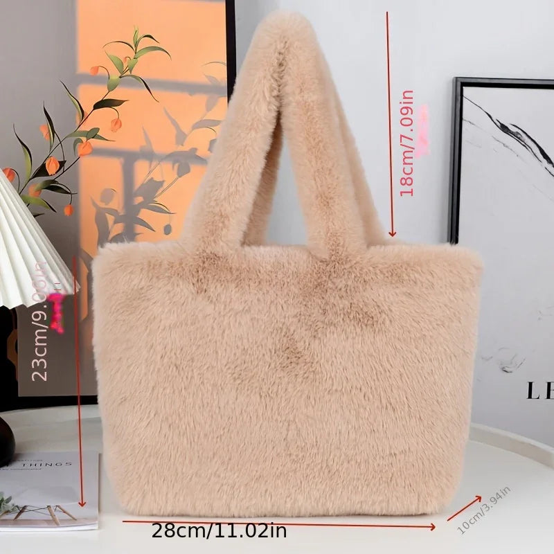 Dames faux fur tas | Pluche shopper in roze of wit