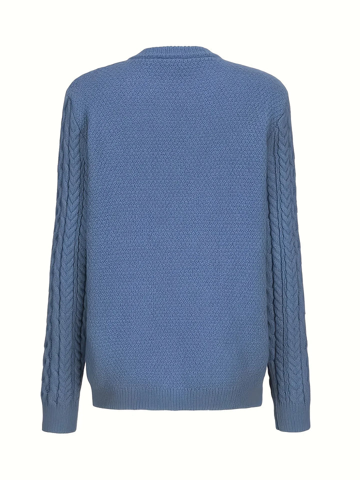 Dames vest | Gebreide cardigan met kabelpatroon en knopen