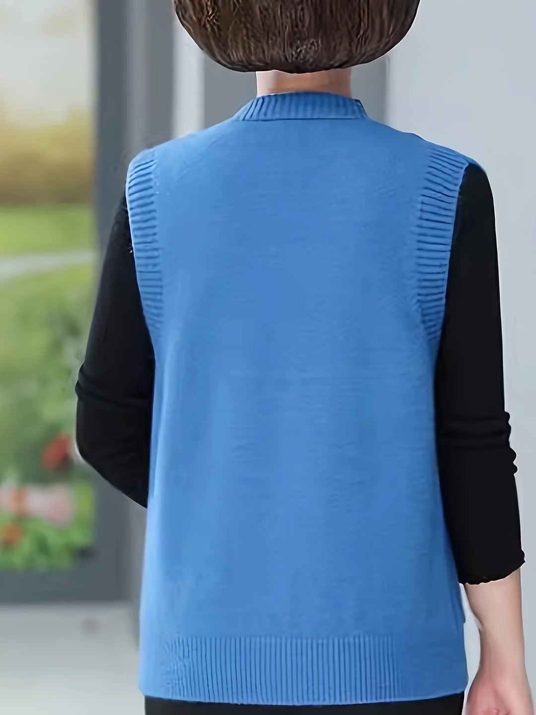 Dames vest | Kabelgebreid mouwloos cardigan met knopen