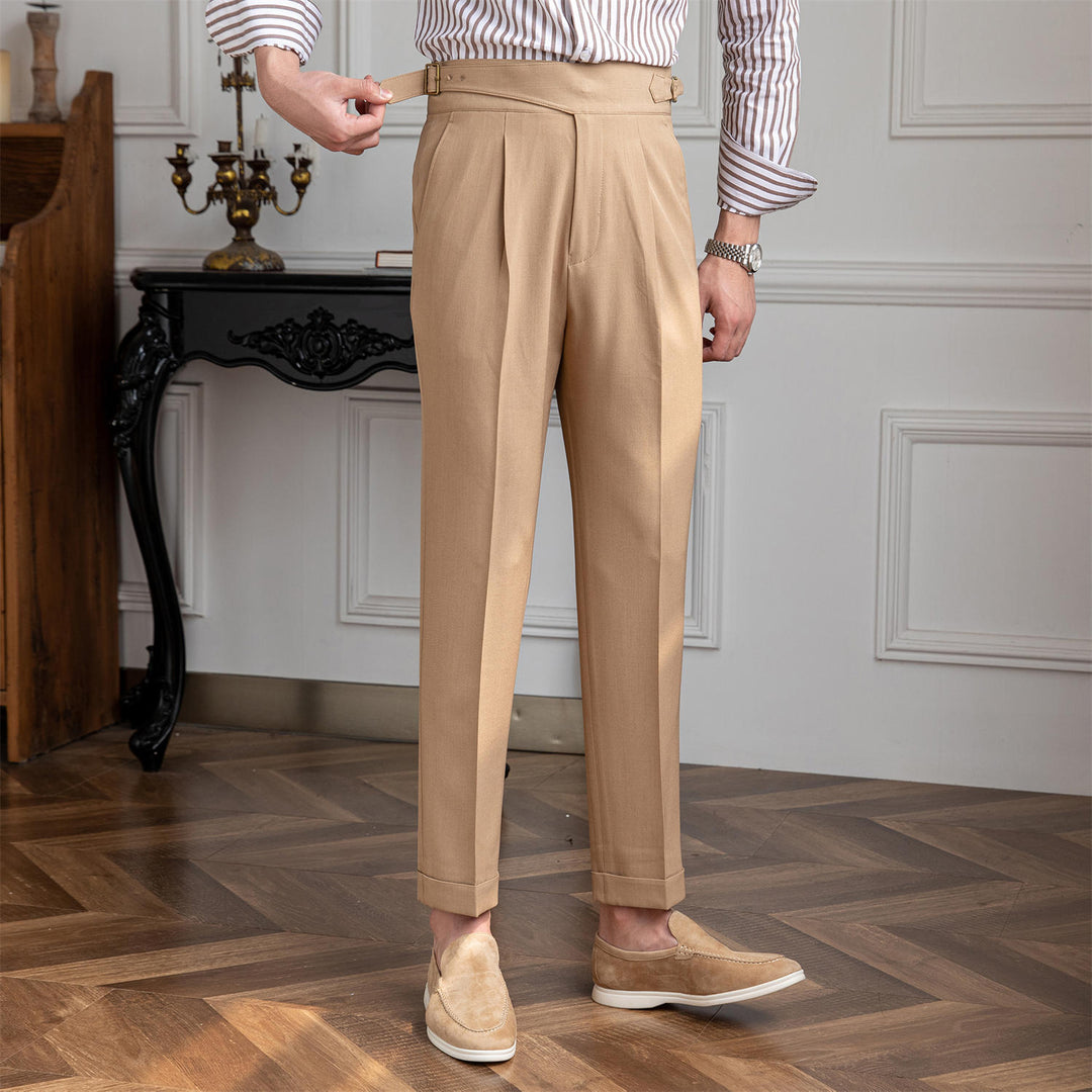 Gurkha Pantalon | Heren geplooide straight leg broek