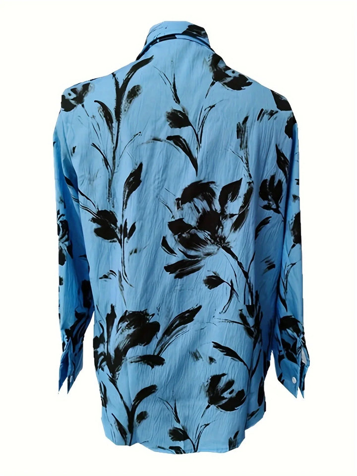 Dames blouse | Bloemenprint shirt met knopen en lange mouw