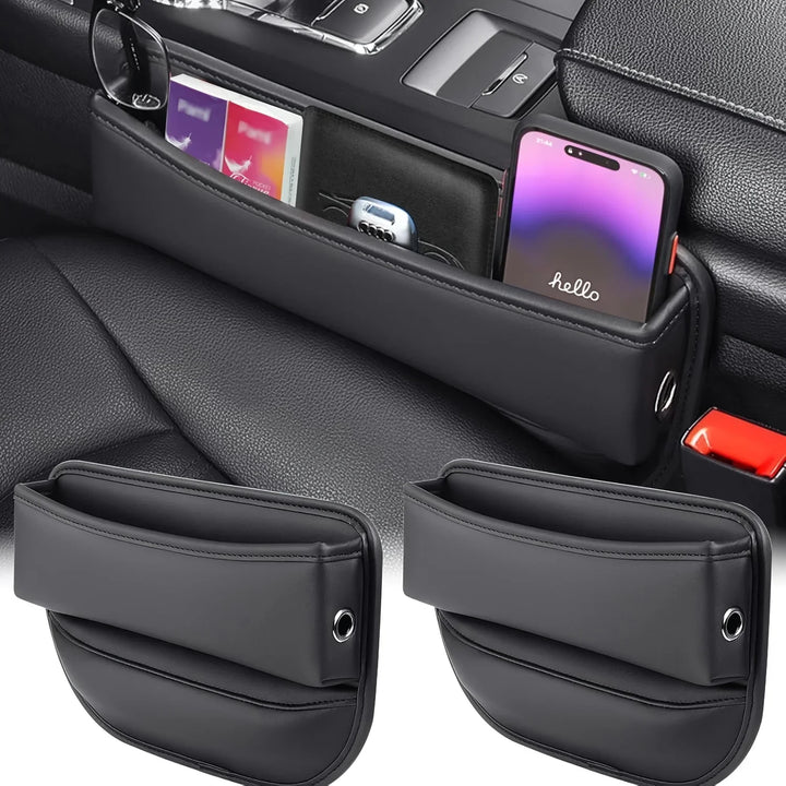 Auto stoel organizer | Leren opbergbox met vakken en kaarthouder