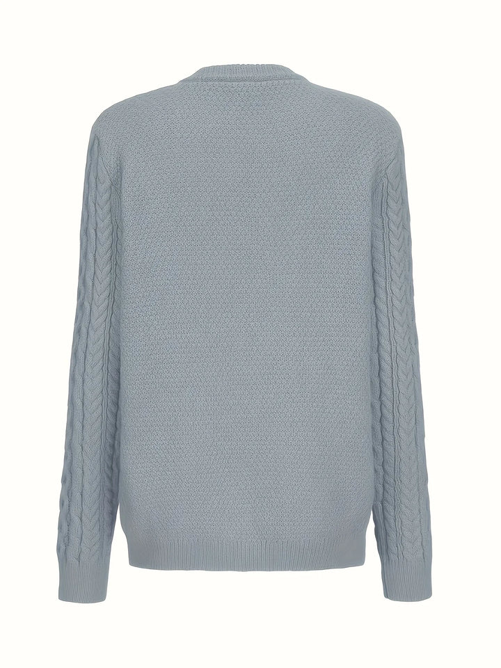 Dames vest | Gebreide cardigan met kabelpatroon en knopen