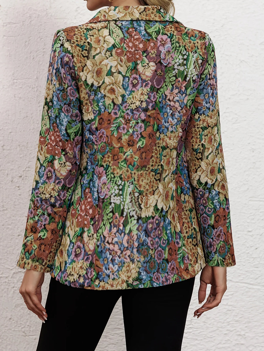 Dames blazer | Bloemen jasje met vintage print en knoop