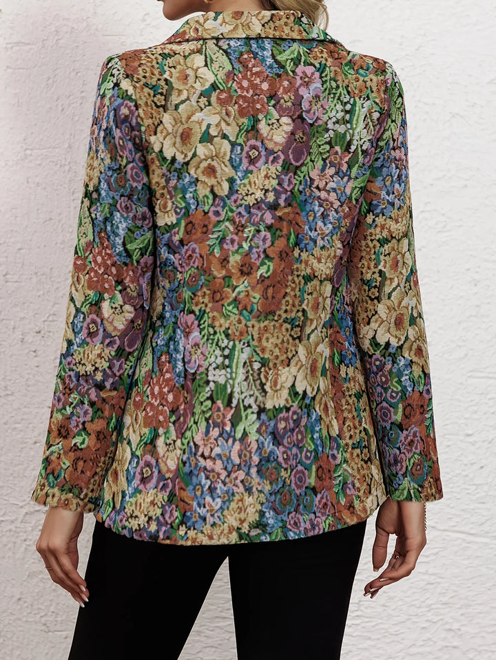 Dames blazer | Bloemen jasje met vintage print en knoop