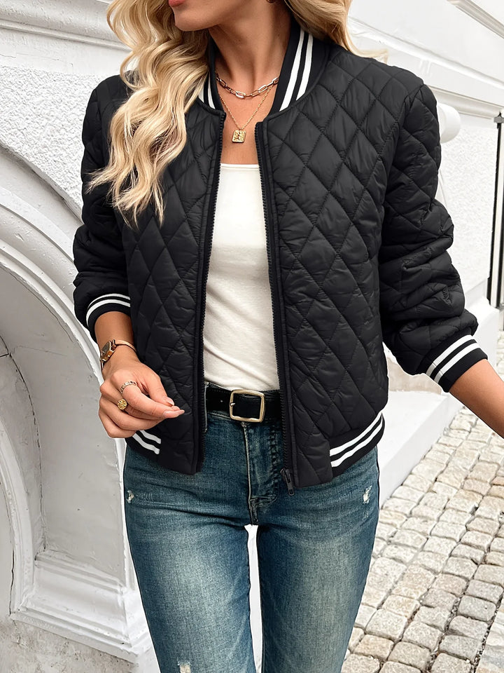 Bomberjack dames | Gewatteerd quilted jas met ritssluiting