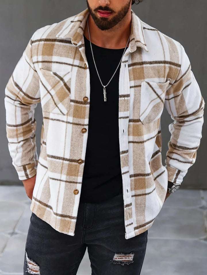 Heren overshirt | Geruit casual jas in flanel stijl