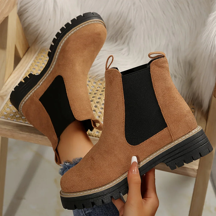 Dames enkellaarsjes | Groene chelsea boots met dikke zool