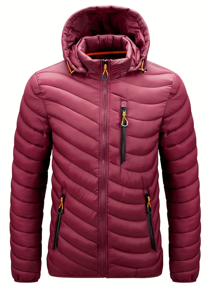 Heren donsjas | Warme winterjas met capuchon en rits