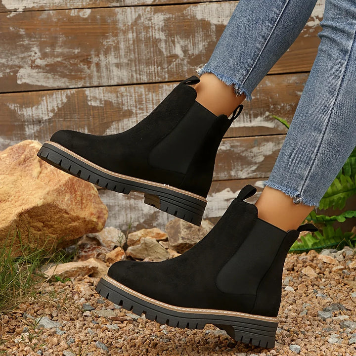 Dames enkellaarsjes | Groene chelsea boots met dikke zool